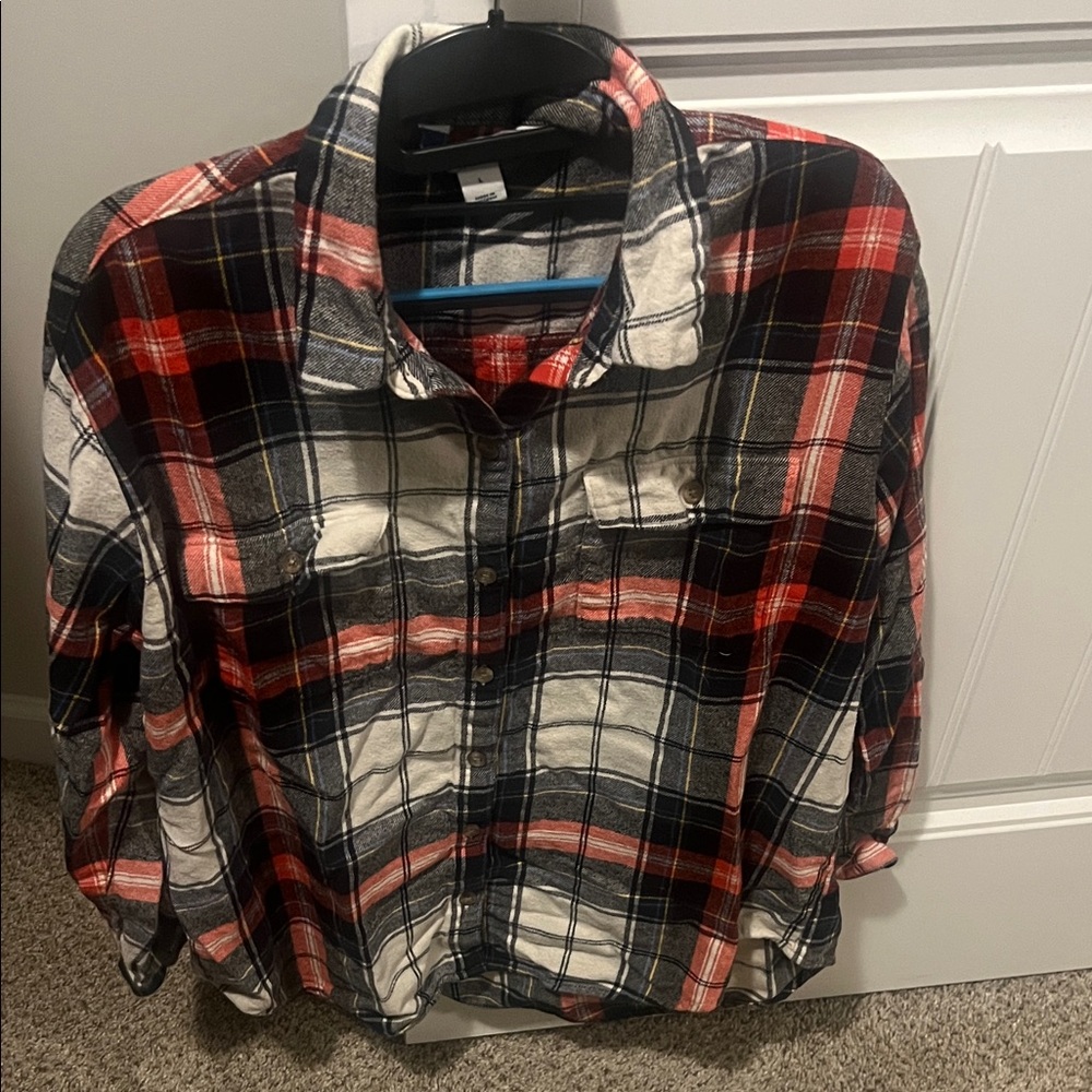 Women’s  Plaid Shirt - Red, Black, and White